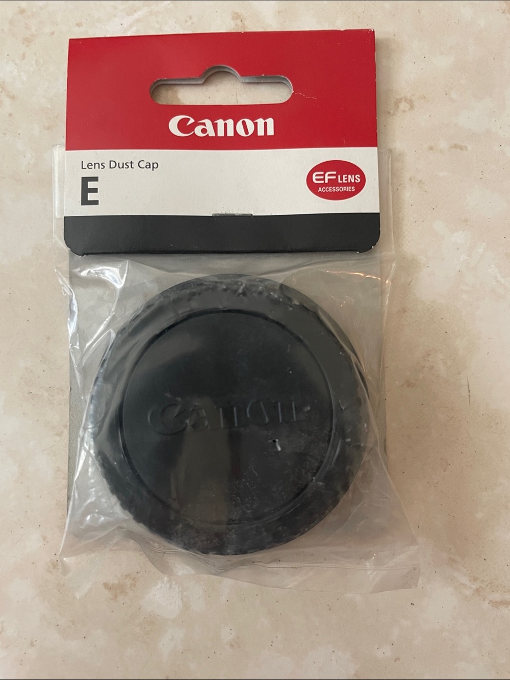 Canon Black Lens Dust Cap E with Retail Card